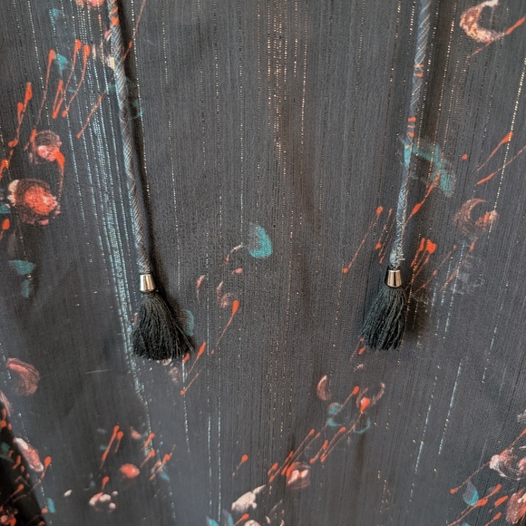 PAIGE Black Floral Blouse with Ruffle Details Size Small - Picture 3 of 9